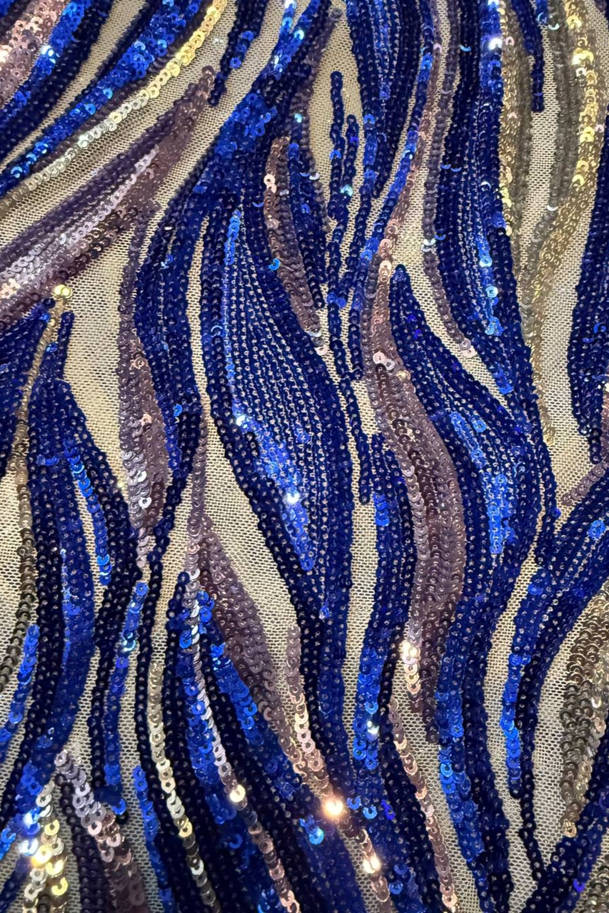 پارچه مجلسی پولک دار رنگ آبی(متری ۵۵۰/۰۰۰)