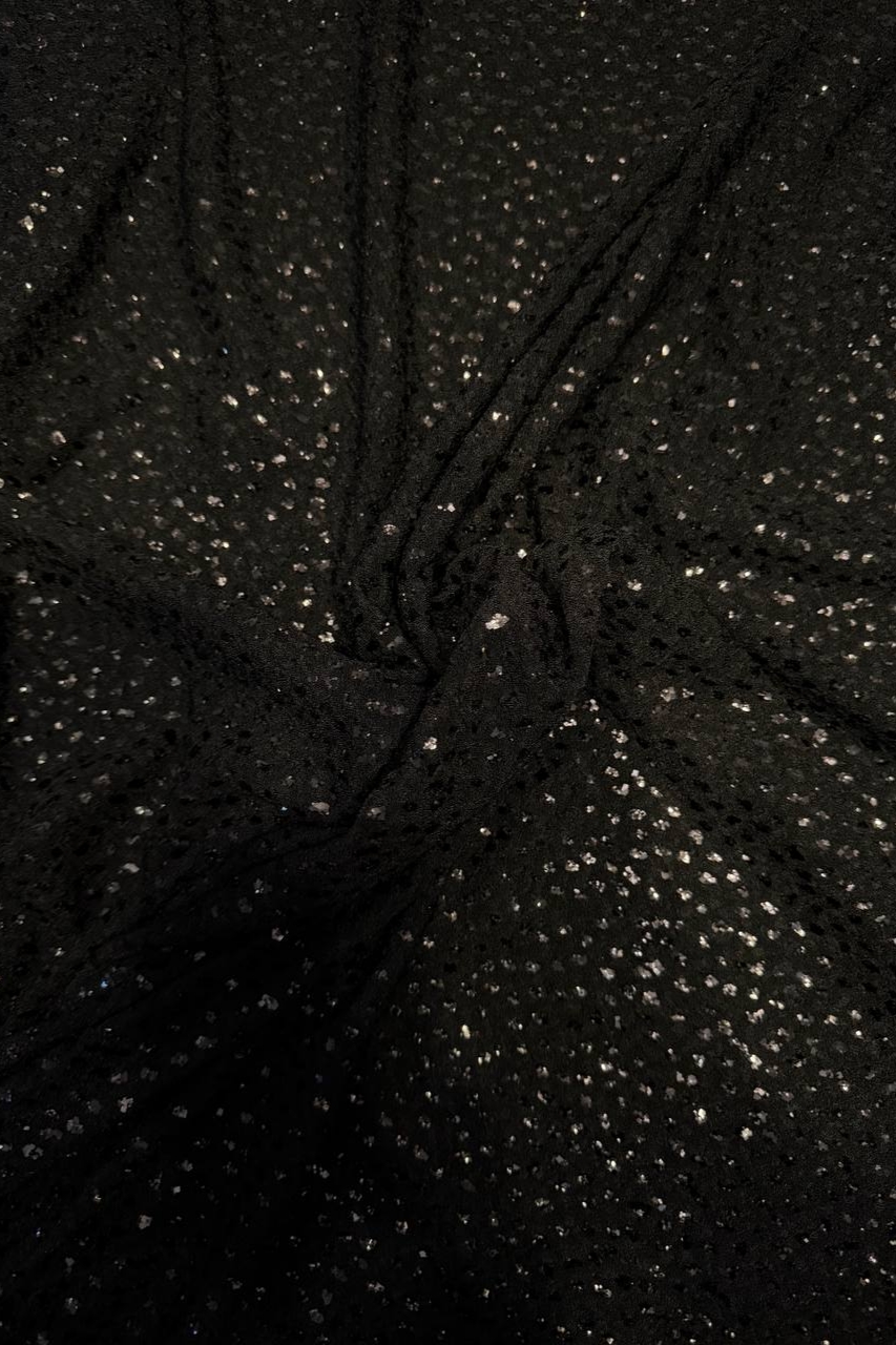 پارچه مجلسی پولک دار چسبی رنگ مشکی(متری۲۹۹/۰۰۰)